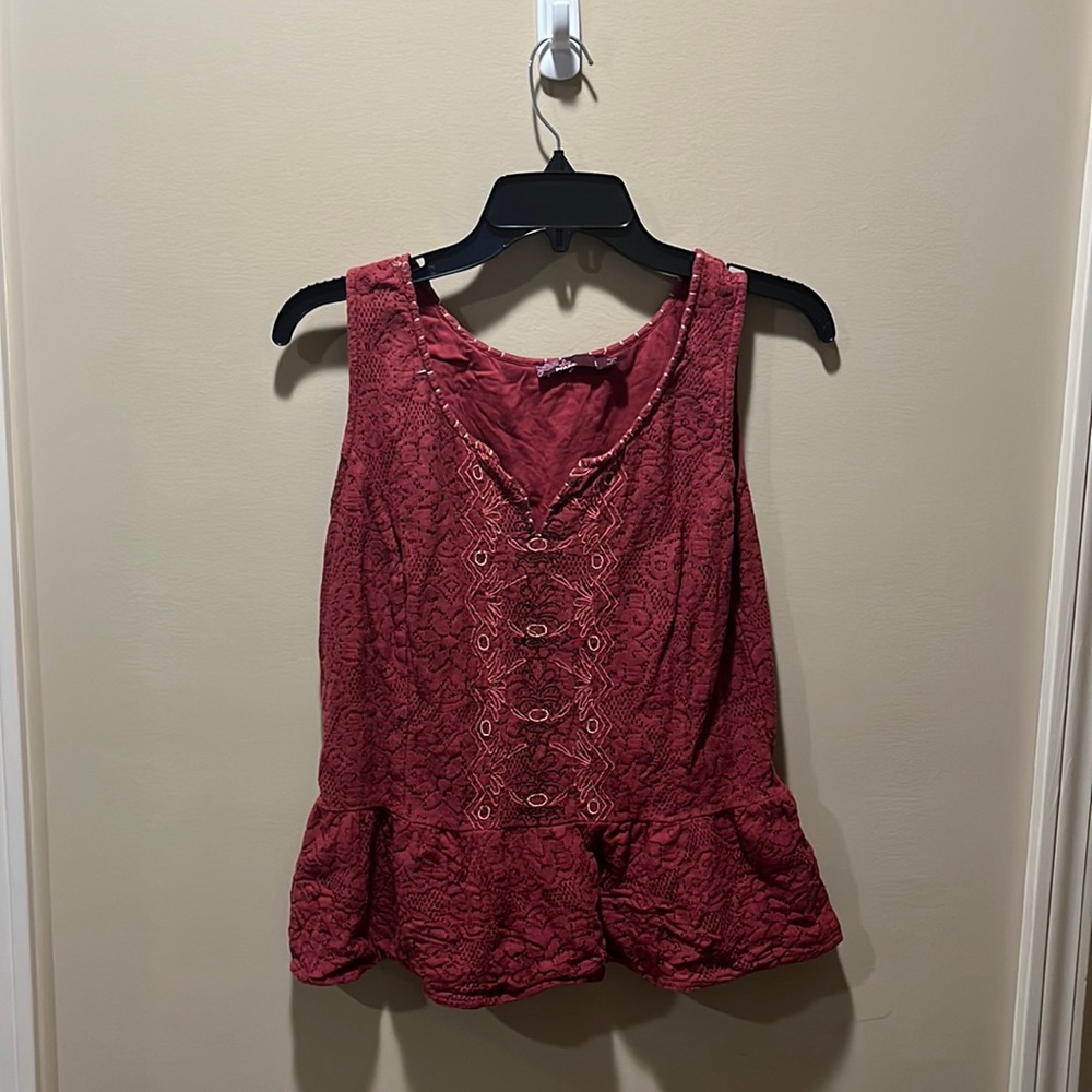 Prana Small Red Peplum Style Sleeveless Top